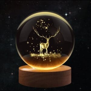 3D Deer Crystal Globe Lamp