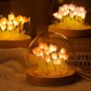 Romantic LED Tulip Lamp with Wooden Base