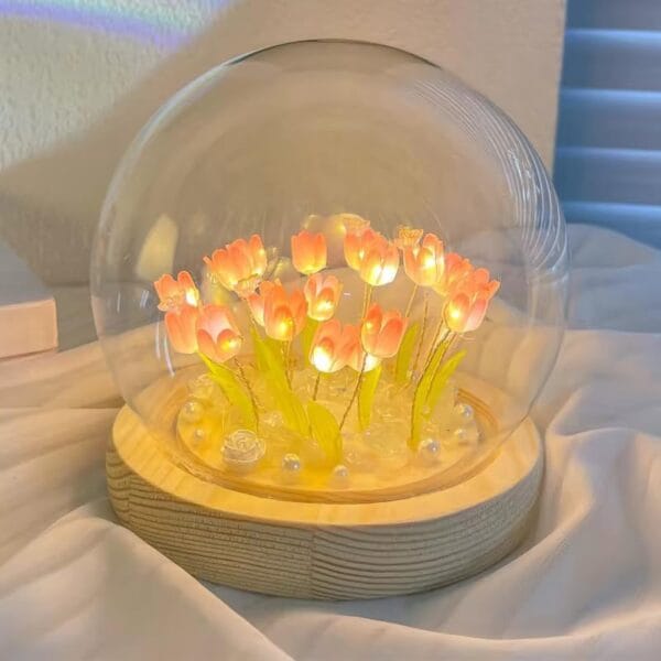 Romantic LED Tulip Lamp with Wooden Base4