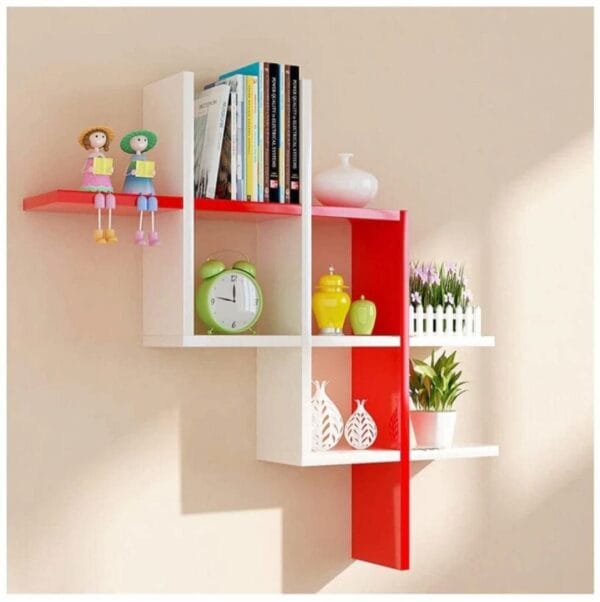 Stylish Wall Shelves for Living Room & Home (Red,white)