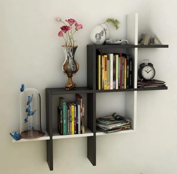 Stylish Wall Shelves for Living Room & Home (black & white)