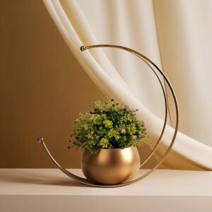Decorative Vintage Table Gold Flower Vase for Home Decoration Moon Vase2
