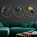 Ginkgo Leaf Wall Art Set - 3 Pieces Gold Decor