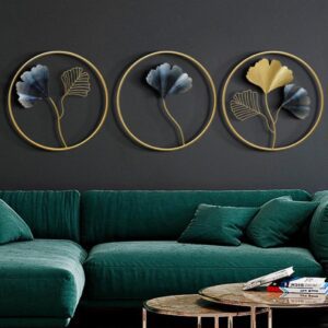 Ginkgo Leaf Wall Art Set - 3 Pieces Gold Decor