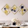 Golden Ginkgo 3D Metal Wall Art Leaves Design Wall Decor with Frame