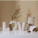 Love Sign Set of 4 White Ceramic Flower Vases