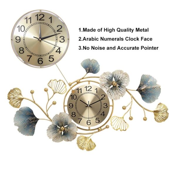 Metal Large 3D Wall Clock, Decor Silent Non Ticking Modern Quartz Art Wall Clock2