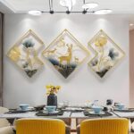 Metal Wall Art Golden Ginkgo Leaves with Deer