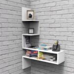 Wood Decorative Big Zigzag Corner Wall Mount Floating Wall Shelves