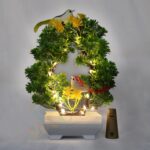 Artificial Bonsai Plant, Sparrow with LED Light