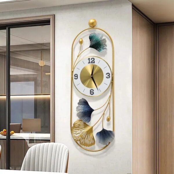 Gingko Leaf Metal Wall Clock