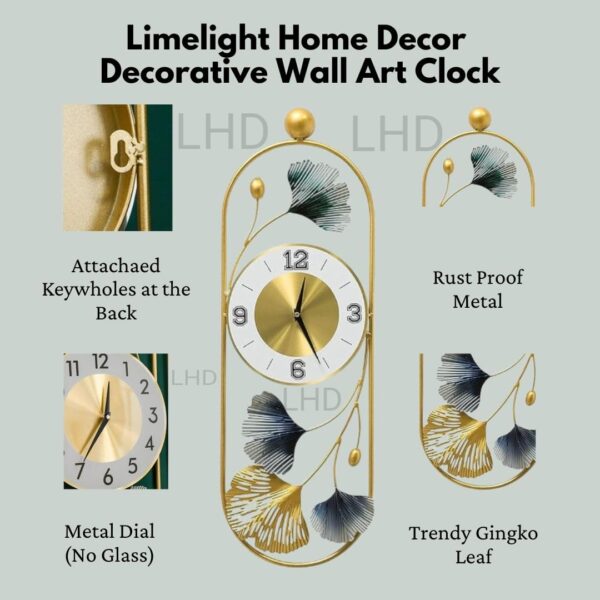 Gingko Leaf Metal Wall Clock2