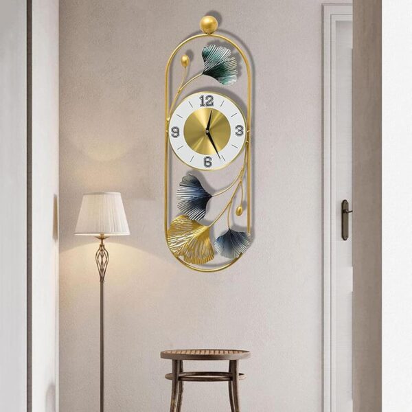 Gingko Leaf Metal Wall Clock3