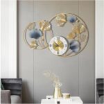 Ginkgo 3D Leaf Sunburst Metal Wall Clock