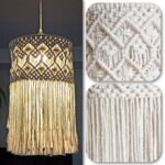 Handcrafted Cotton Macrame Chandelier, Hanging Light