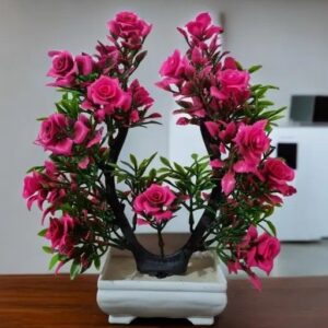 Stylish Artificial Pink Ballmum Flower in Decorative Pot