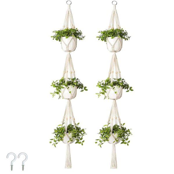 Stylish Macrame Plant Hangers Handmade 3 Tier