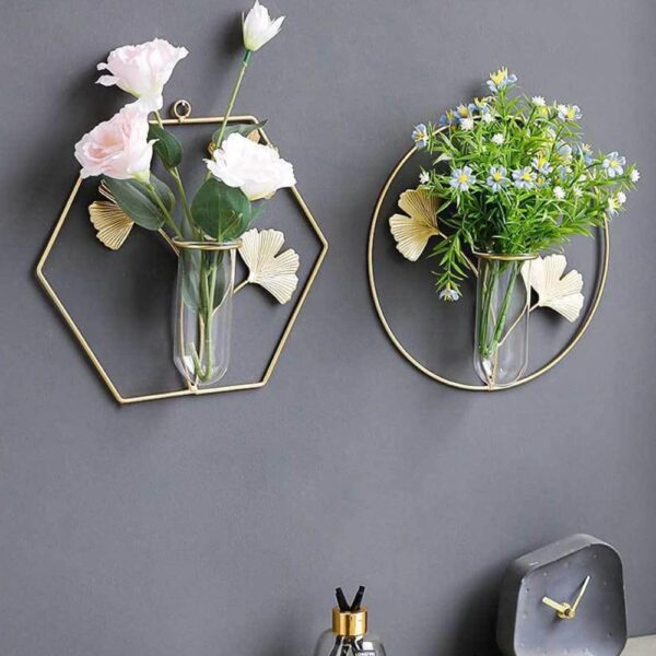 Stylish Metal Indoor Flowers Vases Wall Art Set3