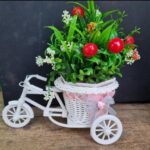 White Cycle Cart Flower Vase with Artificial Flowers3.jpg