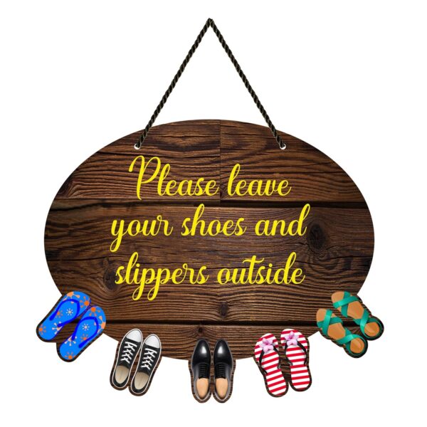 Wooden Wall Hanging Please Leave Your Shoes & Slippers Outside