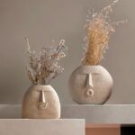 Unique Ceramic Flower Vase Set of 2, Upbeat Face & Blowing Kiss Design