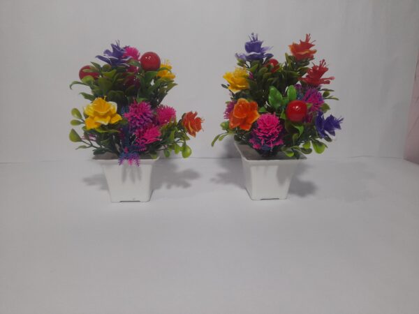 Artificial Flowers Arrangements in White Pots – Set of 2
