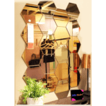 Hexagon 20 Golden Mirror Stickers for Wall