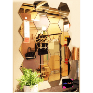 Hexagon 20 Golden Mirror Stickers for Wall