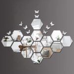 Stylish 14 Hexagon Mirror Stickers for Wall, Wall Stickers for Bedroom, Hall