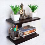 Stylish Wooden Wall Shelves 2-Tier Floating Book Rack for Home Decor, Wall Shelf for Living Room