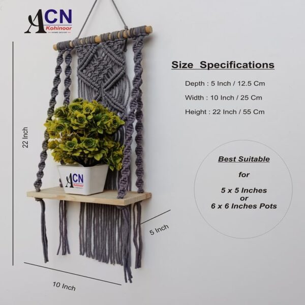 Boho Shelves – Handcrafted Wooden & Macramé Hanging Bohemian Shelves2