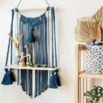 Aesthetic Boho Shelf with Colorful Beads – Handcrafted Wooden & Macramé Hanging Bohemian Shelves for Decorative Wall Storage in Bedroom