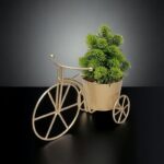 Cycle-Style Table Top Planter, Unique Metal Garden Pot for Home Decor