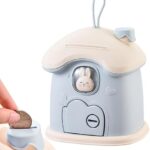 Multicolor Children's Mushroom House Piggy Bank – Bunny Coin Bank with Key Lock for Kids' Savings