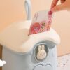 Multicolor Children's Mushroom House Piggy Bank – Bunny Coin Bank with Key Lock for Kids' Savings3