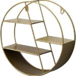 Gold Round Wall Shelf Brackets - Stylish Floating Shelves for Bedroom