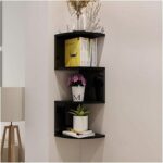 Zigzag Corner Wall Shelf, 4-Tier Contemporary Wall Organizer for Living Room
