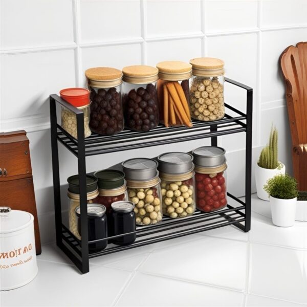 Classic Black Spice Rack, Multifunctional Kitchen Organizer for Storage, Durable Iron Construction3