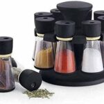 Revolving Plastic Spice Rack 8-Piece, Multipurpose Masala Box Set for Kitchen Organization