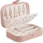Travel Jewelry Box Organizer, Double Layer PU Leather Storage Case for Earrings, Rings, Necklaces, and Bracelets