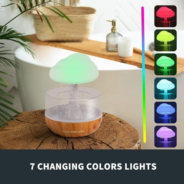 Rain Cloud Humidifier, Ultrasonic Mist Maker with Night Light, Aromatherapy Diffuser, and Raindrop Sounds for Relaxation4