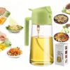 2-in-1 Olive Oil Sprayer and Dispenser Bottle - 500ml Glass Oil Spray Bottle with Premium Nozzle for Air Fryer, Roasting, and Cooking (Random Color)
