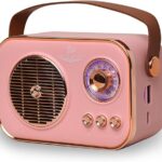 Vintage Bluetooth Wireless Speaker,10W RMS Power, USB/AUX Input, Hands-Free Calling (Pink)
