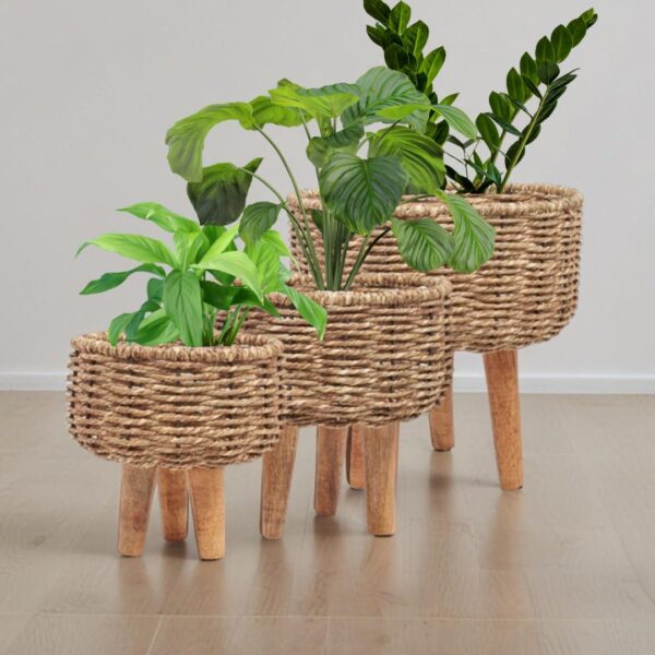 Jute Rope Planters Set of 3, Durable Indoor/Outdoor Flower Pots for Home Decor