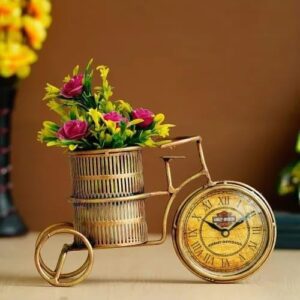 Antique Metal Cycle Clock with Pen Stand, Stylish Desk Organizer2