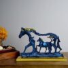 Handcrafted Polyresin Horse with Horse Baby Showpiece, Antique Blue Home & Office Decor, Unique Gift Idea