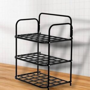 Durable 3-Tier Plastic & Metal Shoe Rack, Space-Saving Organizer for Home, Closet & Entryway, Holds 9 Pairs of Shoes