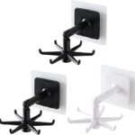 Rotating Folding Hooks 360°, 3-Piece Wall-Mounted Kitchen and Bathroom Organizer